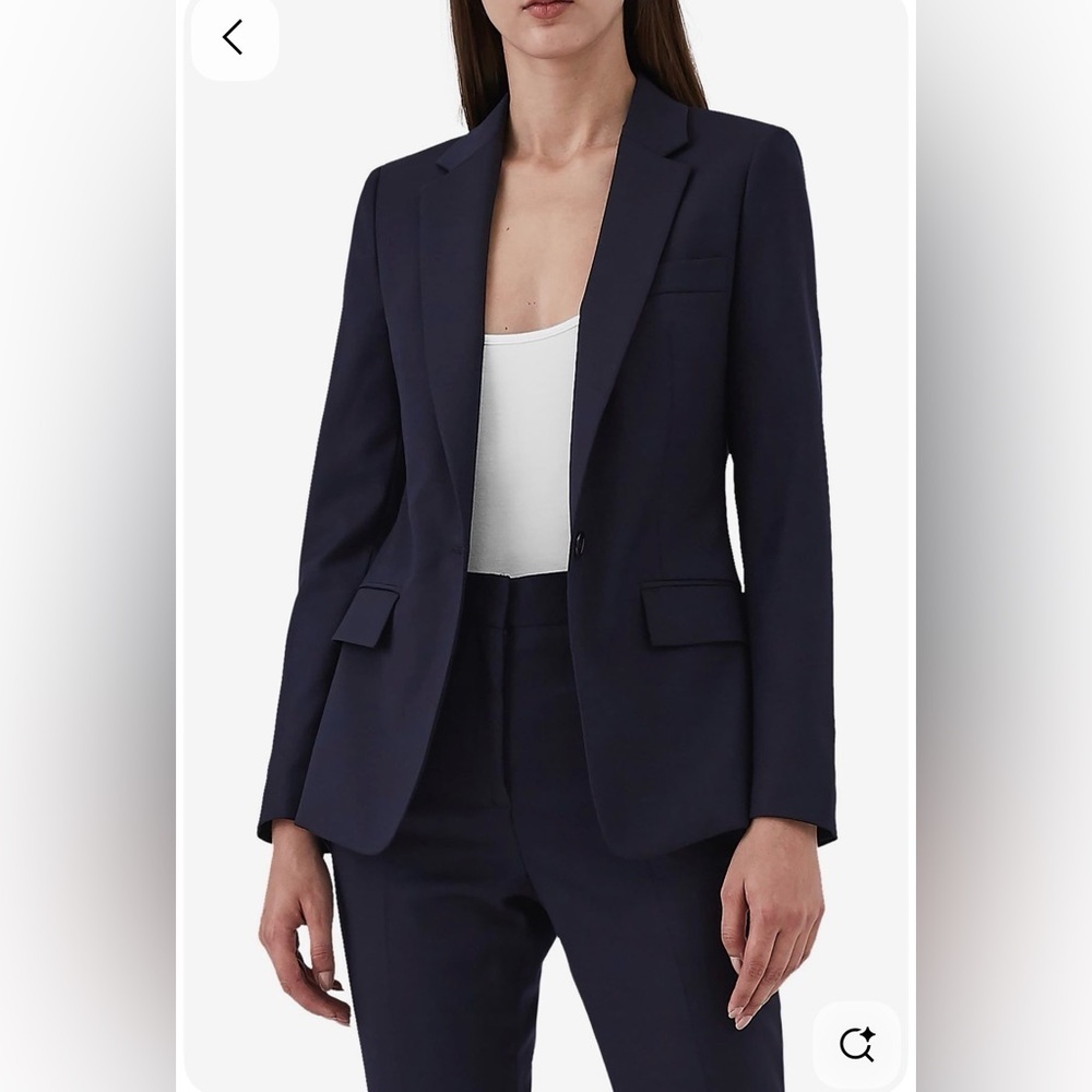 Reiss Fenton Navy Blue Wool Slim Fit Blazer Jacket Size US 0 / UK 4